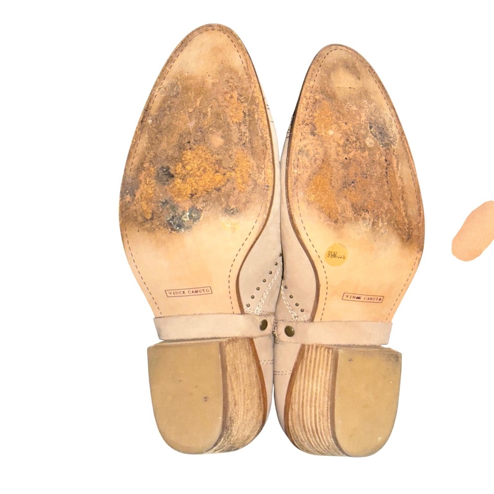 Vince Camuto Dorintina Nude western boho Leather Studded Buckle Ankle Booties - Picture 6 of 8
